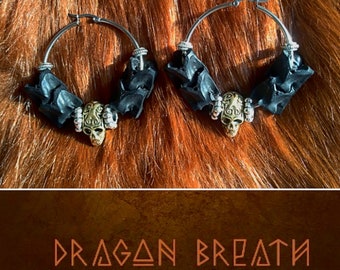 BlaCk snake SpiNaL Alien SkuLL EaRRiNgs