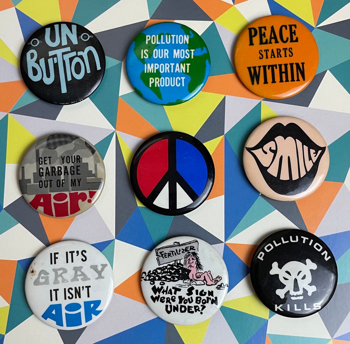 Vintage Pin Back Buttons 1960s Etsy