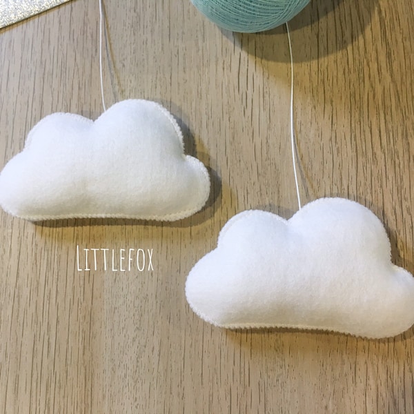 Nuage blanc pour mobile  5 cm- Décoration chambre bébé