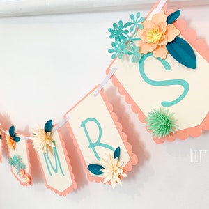 Ghirlanda floreale personalizzata con stendardi. Banner per compleanni, matrimoni, feste. - Decorazione per bambini