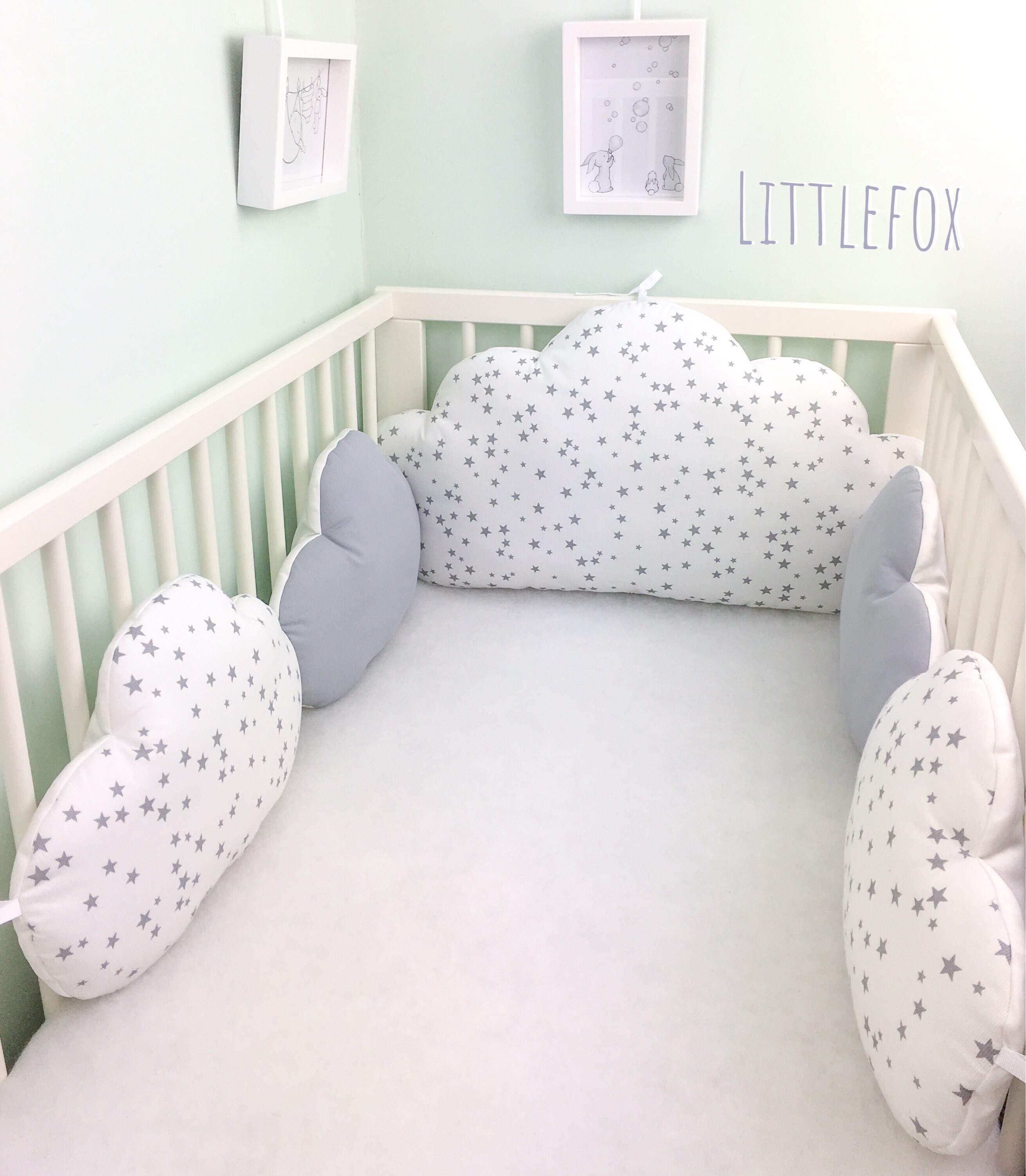 Tour de Lit Bébé Étoiles Grises