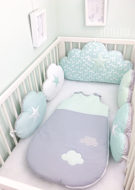 PILLOW BUMPER made form 6 cushions for cot// cot bed GREY BUTTERFLIES BABY PINK