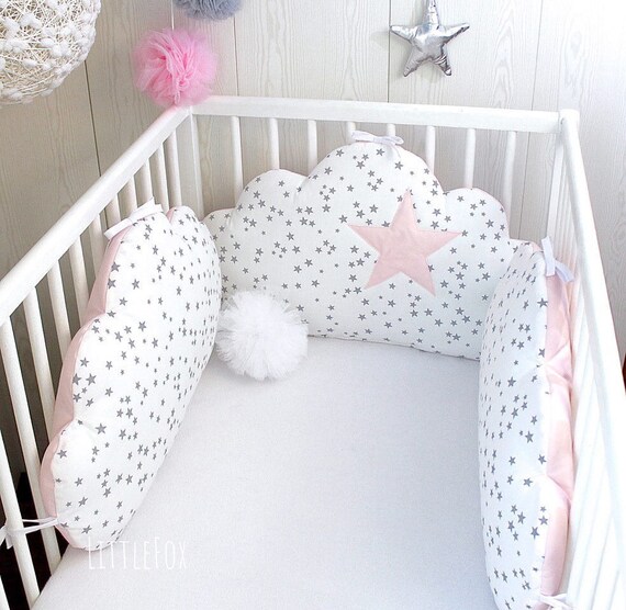 Baby Cot Bumpers 3 Cloud Cushions Or Pillows Pale Pink Etsy