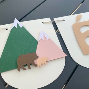 Ghirlanda di gagliardetti di montagna - Decorazione di compleanno personalizzata / Battesimo / Baby shower