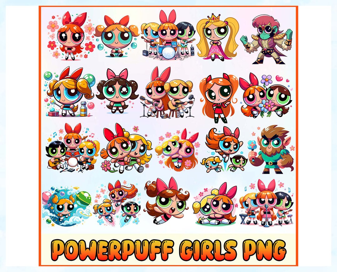 Powerpuff Girls Clipart, PNG Bundle, Powerpuff Girls Decor, Birthday Invitation, Powerpuff Girl ...