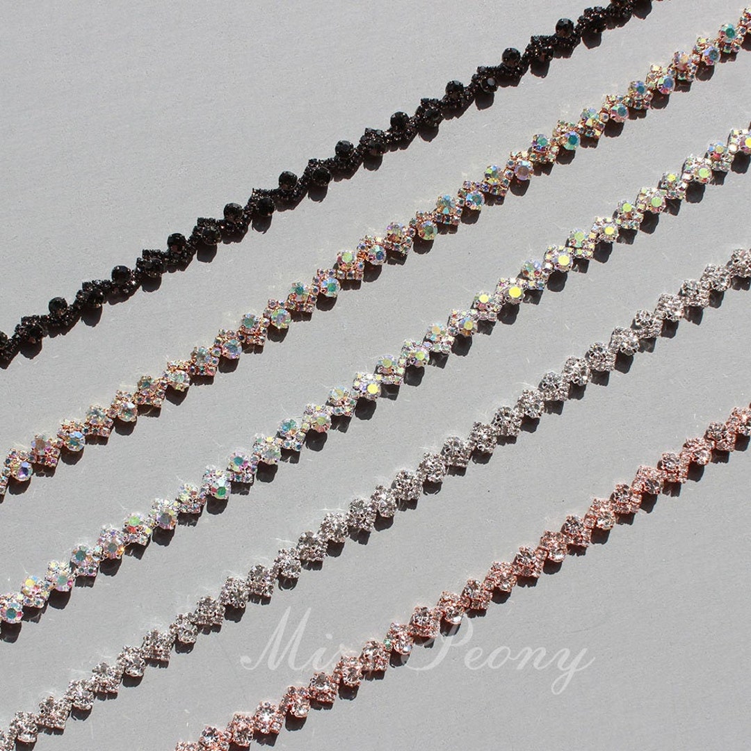 Ab Rhinestone Trim SY AB Rhinestone Trim Yard, Rhinestone Applique, Bridal Crystal Trim ...