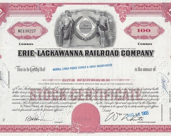 Erie-Lackawanna Railroad Company, original stock certificate