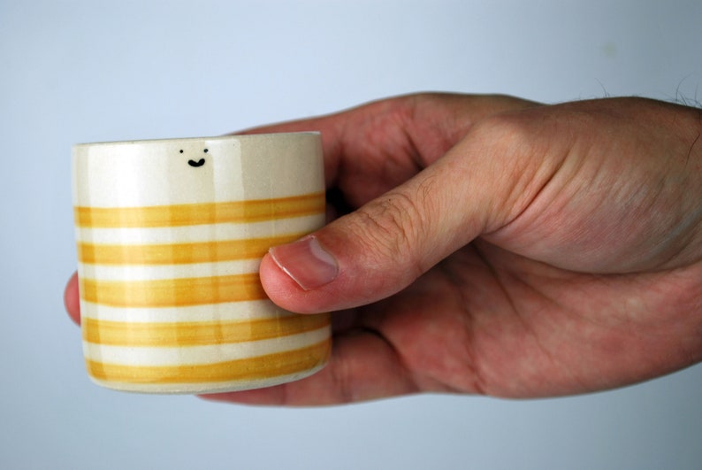 Buttercup Yellow Sailor fun espresso cup gift perfect for coffee / espresso lovers, espresso gift idea, birthday espresso cup hand-painted image 2