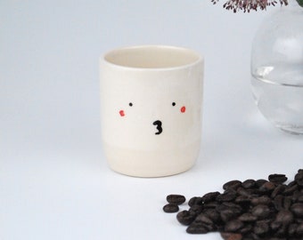 fun kiss espresso cup gift perfect for coffee / espresso lovers, espresso gift idea, birthday espresso cup hand painted stocking filler idea
