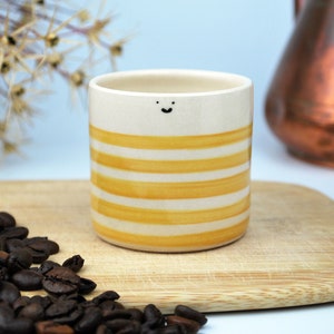 Buttercup Yellow Sailor fun espresso cup gift perfect for coffee / espresso lovers, espresso gift idea, birthday espresso cup hand-painted image 1