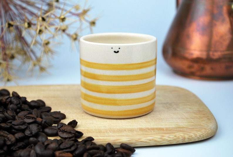 Buttercup Yellow Sailor fun espresso cup gift perfect for coffee / espresso lovers, espresso gift idea, birthday espresso cup hand-painted image 1