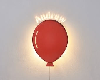 Customize Your Lamp -  Red Balloon  Night Light Made of Aluminum