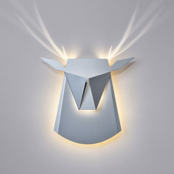 Silver Aluminum Deer Head LED Light Fixture