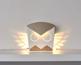 Gold Aluminum Owl LED Light Fixture