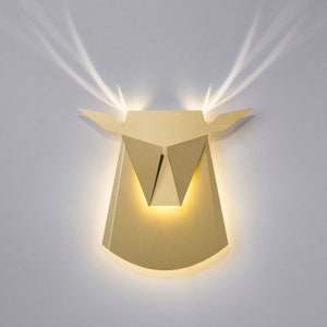 Gold Aluminum Deer Head LED Light Fixture image 1