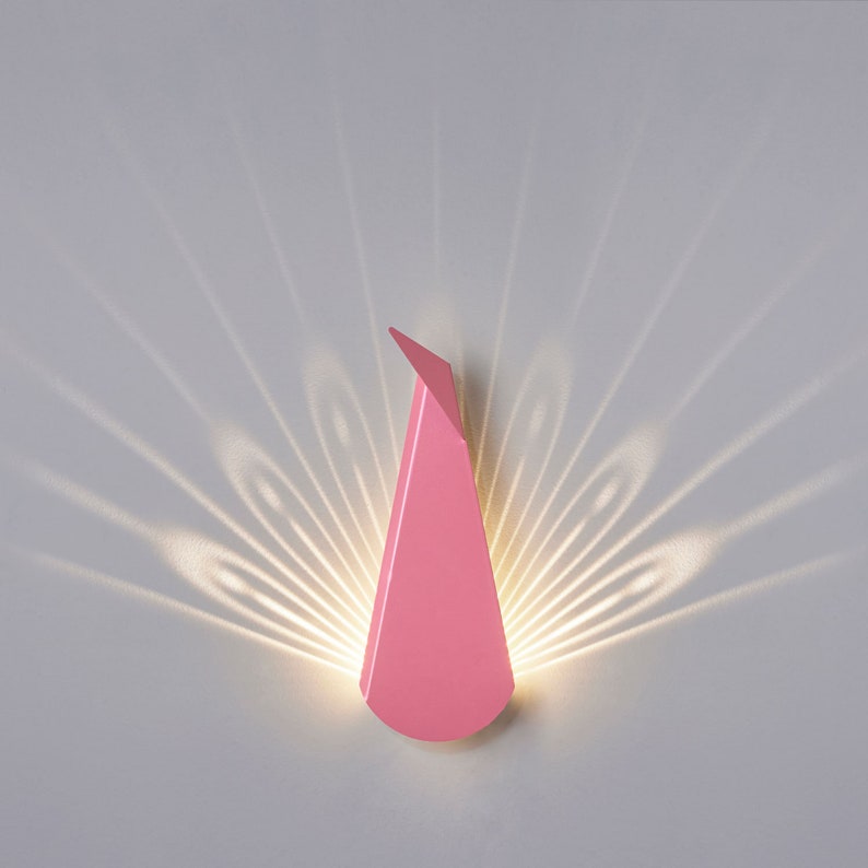 Gold Aluminum Peacock LED Light Fixture Etsy