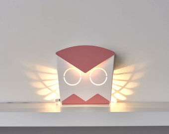 Pink Aluminum Owl LED Light Fixture