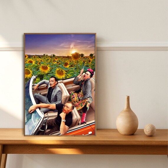 Frida Kahlo Roken Salvador Dalí Vincent van Gogh Drive the - Etsy België