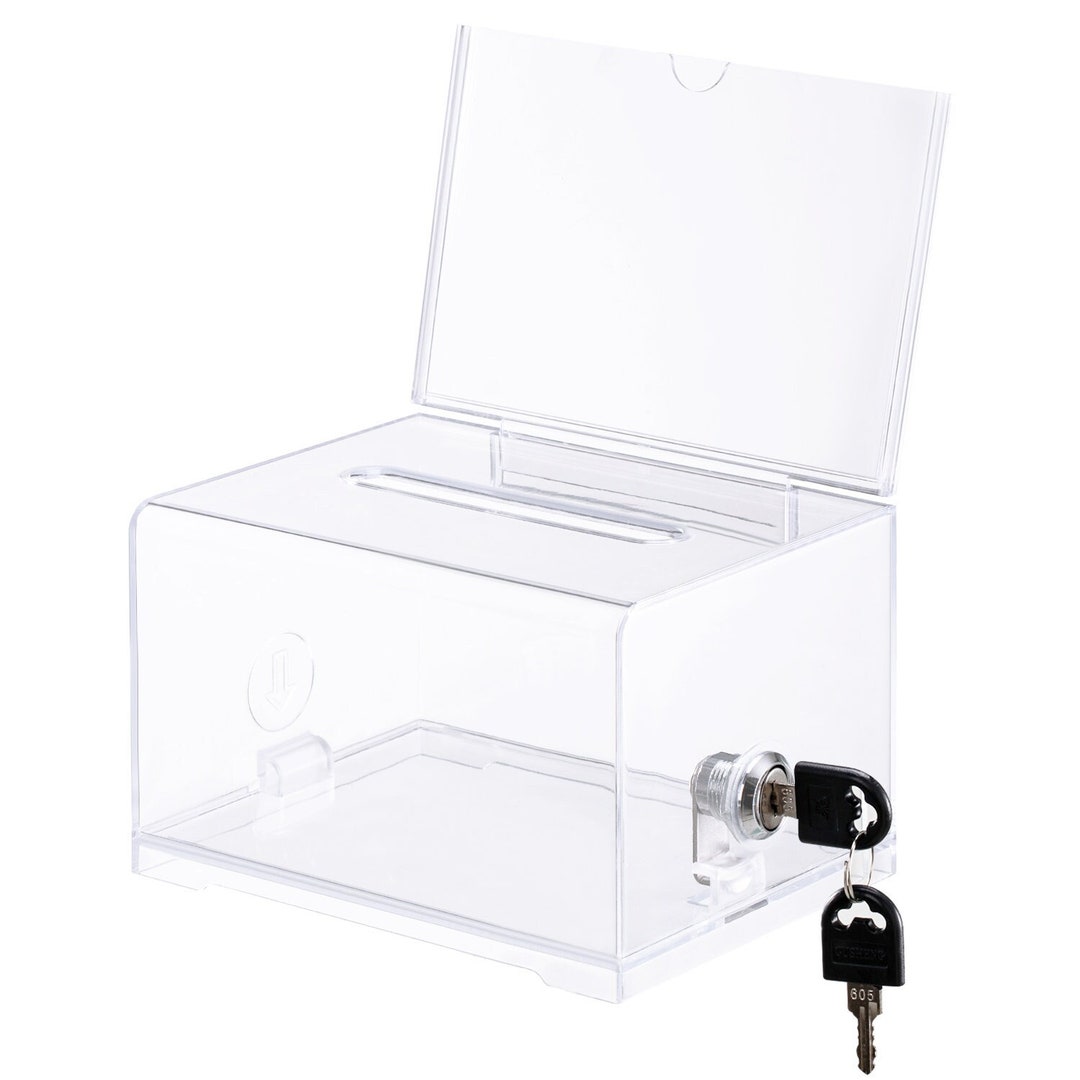 Polmart Clear Suggestion/business/card Drawing Box With Sign and Lock Etsy