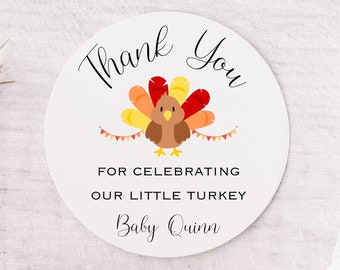 Little Turkey Baby Shower Favor Stickers, Little Turkey Baby Shower Decor Fall Baby Shower, Custom Fall Baby Shower, November Baby Shower