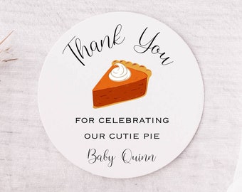 Cutie Pie Baby Shower Favor Stickers, Cutie Pie Baby Shower Decor Fall Baby Shower, Custom Fall Baby Shower, November Baby Shower, Pumpkin