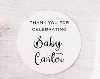 Baby Shower Favor Sticker, Candy Labels, Sweets, Personalized Favor Stickers, Shower Stickers Sweets Desserts Round Sticker, Thank You