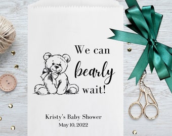 Teddy Bear Baby Shower Favor Bags - We Can Bearly Wait, Cookie Candy Bar Treat Bags for Baby Boy Baby Girl Baby Shower or Baby Sprinkle