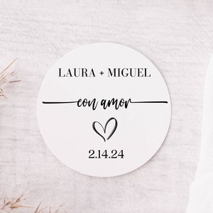 Con Amor Stickers, Wedding Candy Bar Bag, Engagement Candy Bar Bag, Hispanic Wedding Favor, Spanish Wedding Reception Favor Stickers