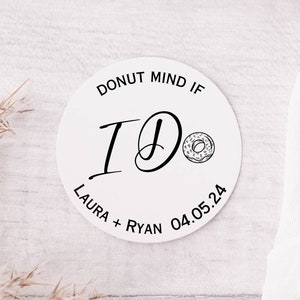 Donut Mind If I Do Wedding Favor Stickers - Donut Favor, Wedding Donut Bags, Donut Wall, Donut Table, Dessert Table, Unique Wedding Favors