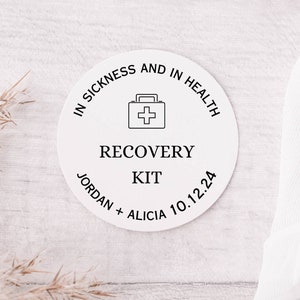 Day After Wedding Recovery Kit Labels - Round White Matte Stickers - Wedding Hotel First Aid Hangover Kit Stickers, Wedding Hangover Kit