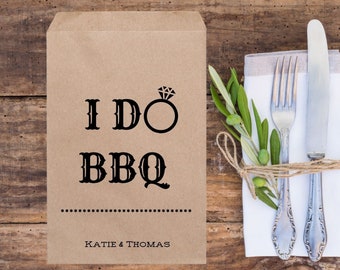 Wedding Barbeque or Engagement Barbeque - Utensil Holder, I Do BBQ,  Barn Wedding Favor Bags - Rustic Wedding Decor, BBQ Favor Bags