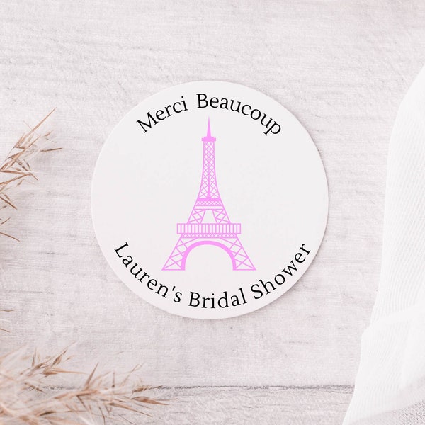 Merci Bridal Shower Favors, Paris Bridal Shower Stickers, Paris Themed Bridal Shower Eiffel Tower Stickers, Paris Bridal Shower Favor Labels