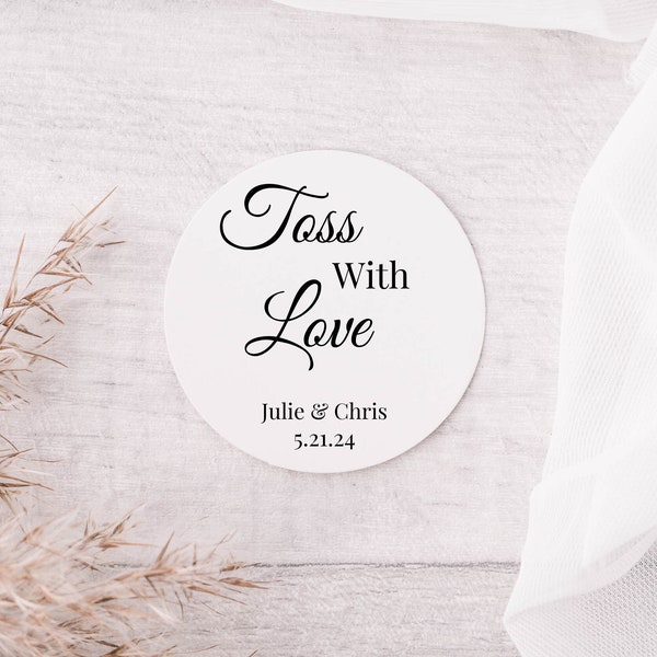 Petal Toss Wedding Favor Label, Candy Labels, Personalized Favor Stickers, Wedding Petal Confetti Favor Bag Cone Toss Stickers
