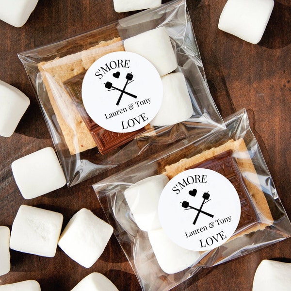 S'more Love Wedding Favor Sticker, S'more Personalized Favor Stickers, S'more's Bar Stickers, smores kit, smore, smores station