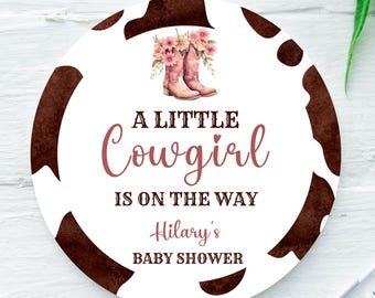 Little Cowgirl Stickers, Cowgirl Baby Shower Favors, Cowgirl Theme Party Labels, Western Theme, Thank You Rodeo Baby Shower Favor Stickers
