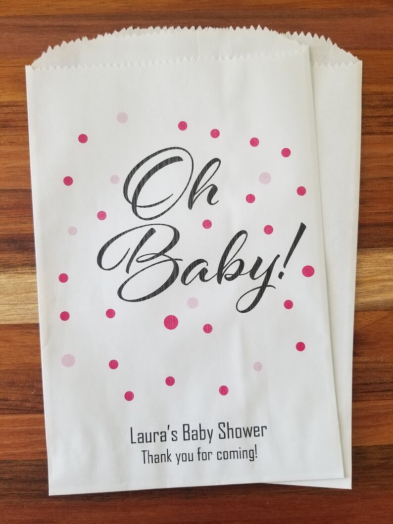 Custom Favor Bags Treat Bags Baby Girl Shower Favor Bags Personalized Candy Buffet Bags Oh Baby