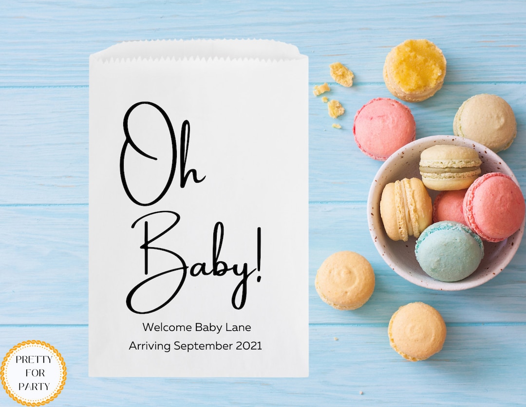 Oh Baby Favor Bag Baby Shower Candy Bags Baby Shower Treat Etsy