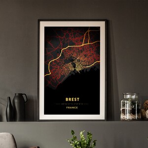 Brest - Mapa de luces de la ciudad nocturna