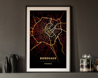 Bordeaux - Nachtstadtlichtkarte