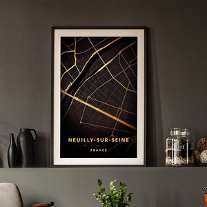 Neuilly sur Seine - Mapa de luces nocturnas de la ciudad
