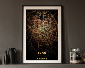 Lyon - Nachtstadtlichtkarte
