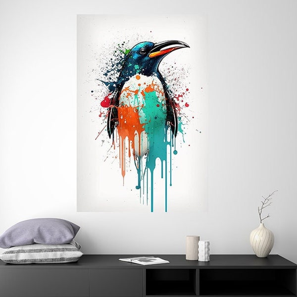 Penguin - Splash Paint - poster modern style pop art decoration for the home