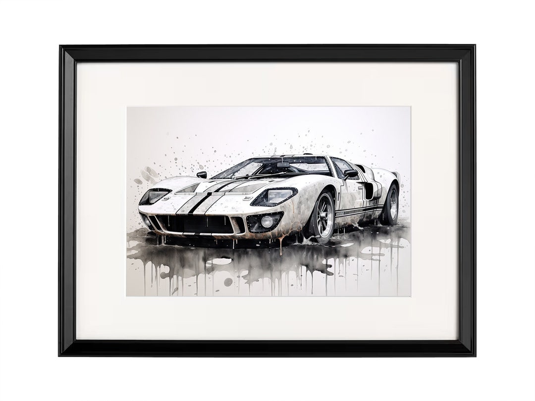 Ford GT40 II Car Poster Wall Art Print for Kids Room Decor or Living ...