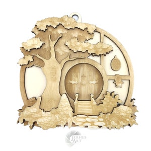 CNC PLAN - DIY Hobbit House - Decoratie om op te hangen - Glowforge laser gesneden - Bestand om alleen te downloaden - Svg Ai Dxf Lbrn Lbrn2