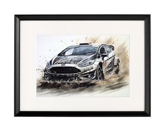 Ford Fiesta Rally I Car poster print wall art for kids room decor or office living room gift