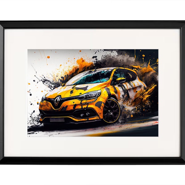 Renault Mégane RS2 Poster de voiture art mural imprimé pour décoration chambre enfants ou cadeau bureau salon