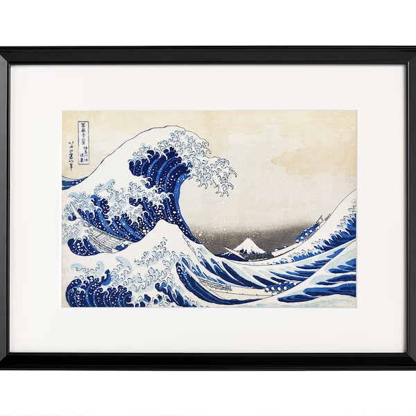 Hokusai La Grande Vague de Kanagawa I Reproduction Poster art mural imprimé pour décoration chambre ou cadeau bureau salon