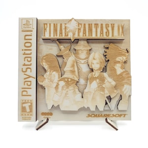 Final Fantasy 9 – FF9 Holz-PS1-Cartridge – Dekoratives PlayStation-Spiel – Retro-Geschenk für Geek-RPG-Fan