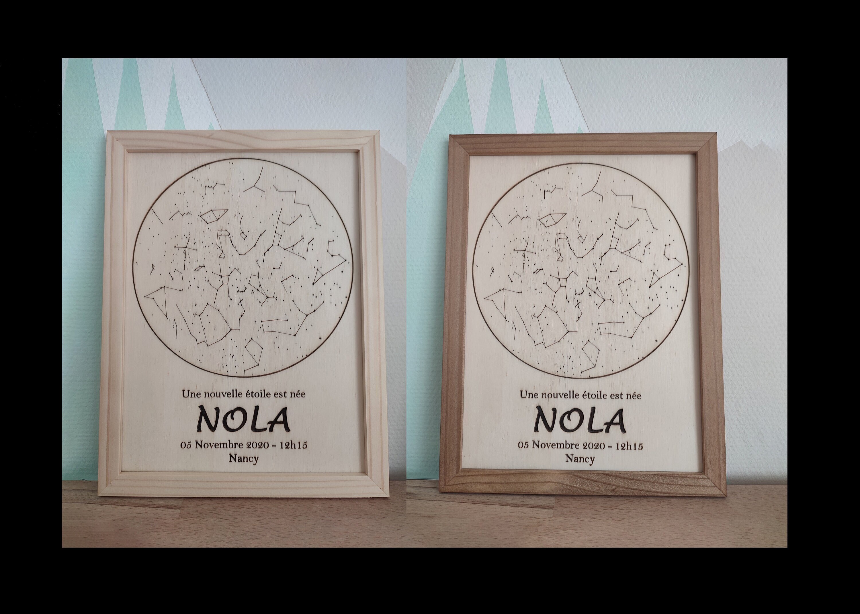 Carte Du Ciel sur Bois Jour de La Naissance Personnalisable