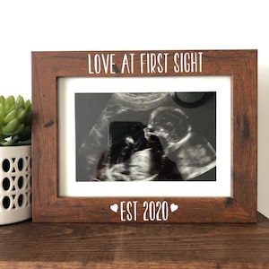 Love at First Sight Picture Frame, Love at first sight Pregnancy Announcement, Just Pregnant, Surprise to Grandparents Gift